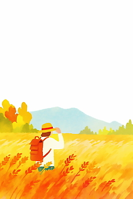 JPG 나무 여자 일러스트 배낭 한명 풍경 초원 성인 노란색 등산 가을 잡기 등산객 산행 성인여자한명만 국내일러스트 AI일러스트 AI콘텐츠 식물 1 계절 컬러 가방 모션 사람 트래킹 여자한명만 성인여자만 파일형식