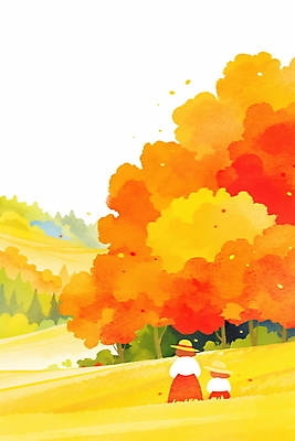 JPG 나무 여자 어린이 일러스트 바람 풍경 소녀 성인 두명 노란색 산책 가을 언덕 여자만 국내일러스트 AI일러스트 AI콘텐츠 자연요소 식물 계절 컬러 날씨 휴식 사람 파일형식