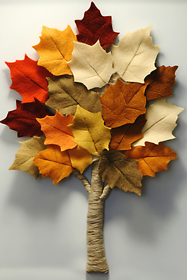 JPG 편집이미지 낙엽 사람없음 장식 가을 공예 디지털합성 오브젝트 오브제 펠트 편집실사 AI포토 AI콘텐츠 계절 잎 취미 CG 파일형식 천_직물