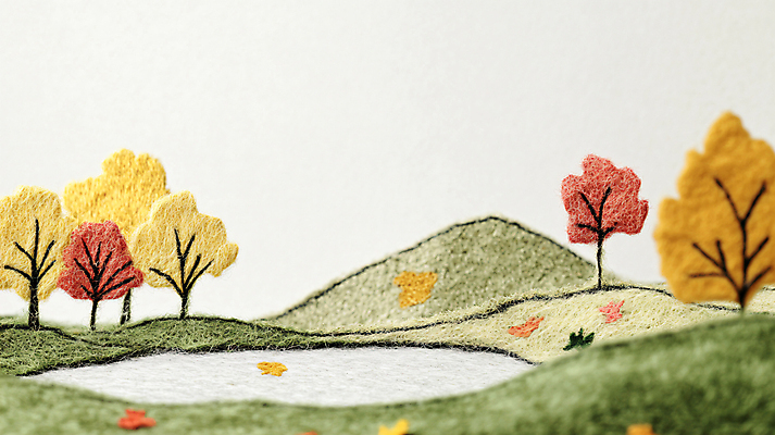 JPG 나무 편집이미지 호수 낙엽 산 풍경 사람없음 가을 공예 언덕 디지털합성 펠트 편집실사 AI포토 AI콘텐츠 식물 계절 잎 취미 CG 파일형식 천_직물