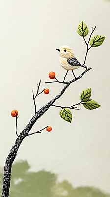 JPG 나무 편집이미지 열매 조류 풍경 사람없음 가을 공예 디지털합성 펠트 편집실사 AI포토 AI콘텐츠 식물 동물 계절 취미 CG 파일형식 천_직물