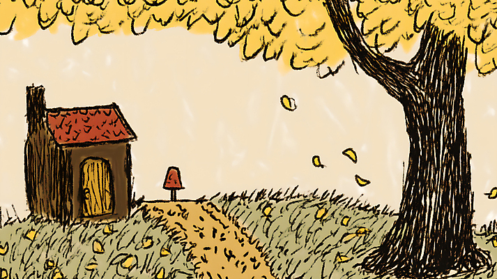 JPG 나무 길 단풍 낙엽 일러스트 주택 사람없음 버섯 가을 낙서 오두막 그림 국내일러스트 AI일러스트 AI콘텐츠 식물 계절 잎 건물 파일형식