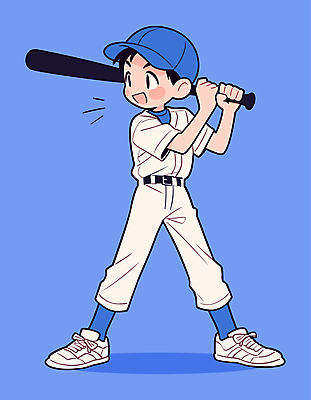 남자 스포츠 일러스트 청소년 한명 파란색 기쁨 야구 야구방망이 타자 야구선수 야구모자 야구복 십대남자한명만 일러캐릭터 AI파일 캐릭터 모자_잡화 1 감정 컬러 운동선수 사람 운동복 구기 야구용품 남자한명만 십대남자만 파일형식 벡터