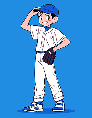 남자 스포츠 일러스트 청소년 한명 파란색 기쁨 야구 글러브 야구선수 야구모자 야구복 십대남자한명만 일러캐릭터 AI파일 캐릭터 모자_잡화 1 감정 스포츠용품 컬러 장갑 운동선수 사람 운동복 구기 야구용품 남자한명만 십대남자만 파일형식 벡터
