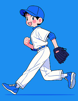 남자 스포츠 일러스트 청소년 한명 파란색 달리기 기쁨 야구 글러브 야구선수 야구모자 야구복 십대남자한명만 일러캐릭터 AI파일 캐릭터 모자_잡화 1 감정 스포츠용품 컬러 장갑 모션 운동선수 사람 운동복 구기 야구용품 남자한명만 십대남자만 파일형식 벡터