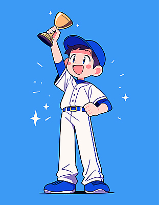 남자 스포츠 허리손 일러스트 청소년 한명 들기 파란색 손들기 기쁨 야구 야구선수 우승 트로피 야구모자 야구복 시상 우승자 십대남자한명만 일러캐릭터 AI파일 캐릭터 모자_잡화 1 감정 컬러 포즈 모션 운동선수 사람 운동복 구기 야구용품 최고 상_우승 남자한명만 십대남자만 파일형식 벡터