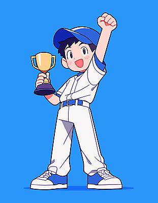 남자 스포츠 일러스트 청소년 한명 들기 파란색 손들기 기쁨 만세 야구 야구선수 우승 트로피 야구모자 야구복 시상 우승자 십대남자한명만 일러캐릭터 AI파일 캐릭터 모자_잡화 1 감정 컬러 모션 운동선수 사람 운동복 구기 야구용품 최고 상_우승 남자한명만 십대남자만 파일형식 벡터