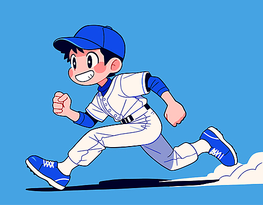 남자 스포츠 일러스트 청소년 한명 파란색 달리기 기쁨 야구 야구선수 야구모자 야구복 십대남자한명만 일러캐릭터 AI파일 캐릭터 모자_잡화 1 감정 컬러 모션 운동선수 사람 운동복 구기 야구용품 남자한명만 십대남자만 파일형식 벡터