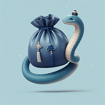 JPG 편집이미지 모자 한국전통 전통 새해 복주머니 선물 미소 사람없음 파란색 3D 귀여움 뱀띠 뱀 행운 한복 청사 2025년 을사년 편집3D 푸른뱀 AI컴퓨터그래픽 AI콘텐츠 잡화 컬러 컨셉 파충류 전통소품 한국 표정 십이지신 전통의상 연도 디지털합성 파일형식