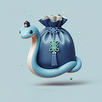 JPG 편집이미지 모자 한국전통 전통 새해 복주머니 선물 미소 사람없음 파란색 3D 귀여움 뱀띠 뱀 행운 한복 청사 2025년 을사년 편집3D 푸른뱀 AI컴퓨터그래픽 AI콘텐츠 잡화 컬러 컨셉 파충류 전통소품 한국 표정 십이지신 전통의상 연도 디지털합성 파일형식