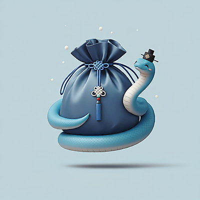 JPG 편집이미지 모자 한국전통 전통 새해 복주머니 선물 미소 사람없음 파란색 3D 귀여움 뱀띠 뱀 행운 한복 청사 2025년 을사년 편집3D 푸른뱀 AI컴퓨터그래픽 AI콘텐츠 잡화 컬러 컨셉 파충류 전통소품 한국 표정 십이지신 전통의상 연도 디지털합성 파일형식