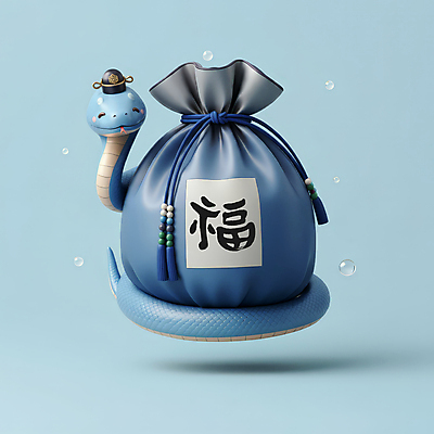 JPG 편집이미지 모자 한국전통 전통 새해 복주머니 선물 미소 사람없음 파란색 3D 귀여움 뱀띠 뱀 행운 한복 청사 2025년 을사년 편집3D 푸른뱀 AI컴퓨터그래픽 AI콘텐츠 잡화 컬러 컨셉 파충류 전통소품 한국 표정 십이지신 전통의상 연도 디지털합성 파일형식