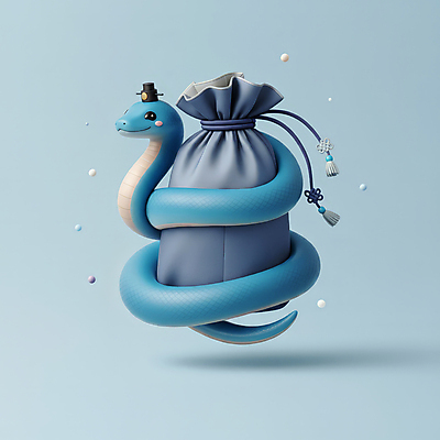 JPG 편집이미지 모자 한국전통 전통 새해 복주머니 선물 미소 사람없음 파란색 3D 귀여움 뱀띠 뱀 행운 한복 청사 2025년 을사년 편집3D 푸른뱀 AI컴퓨터그래픽 AI콘텐츠 잡화 컬러 컨셉 파충류 전통소품 한국 표정 십이지신 전통의상 연도 디지털합성 파일형식