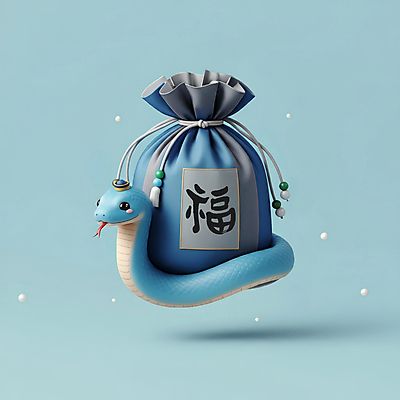 JPG 편집이미지 모자 한국전통 전통 새해 복주머니 선물 미소 사람없음 파란색 3D 귀여움 뱀띠 뱀 행운 한복 청사 2025년 을사년 편집3D 푸른뱀 AI컴퓨터그래픽 AI콘텐츠 잡화 컬러 컨셉 파충류 전통소품 한국 표정 십이지신 전통의상 연도 디지털합성 파일형식