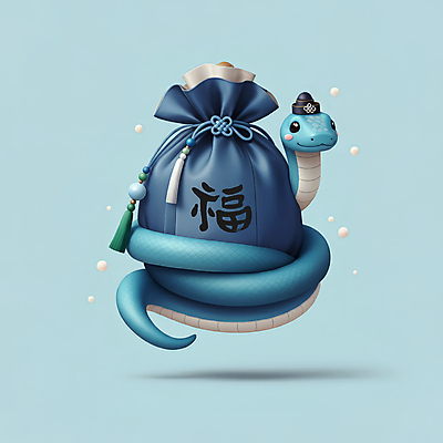 JPG 편집이미지 모자 한국전통 전통 새해 복주머니 선물 미소 사람없음 파란색 3D 귀여움 뱀띠 뱀 행운 한복 청사 2025년 을사년 편집3D 푸른뱀 AI컴퓨터그래픽 AI콘텐츠 잡화 컬러 컨셉 파충류 전통소품 한국 표정 십이지신 전통의상 연도 디지털합성 파일형식