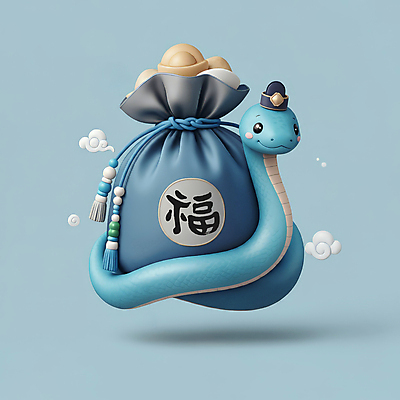 JPG 편집이미지 모자 한국전통 전통 새해 복주머니 선물 미소 사람없음 파란색 3D 귀여움 뱀띠 뱀 행운 한복 청사 2025년 을사년 편집3D 푸른뱀 AI컴퓨터그래픽 AI콘텐츠 잡화 컬러 컨셉 파충류 전통소품 한국 표정 십이지신 전통의상 연도 디지털합성 파일형식