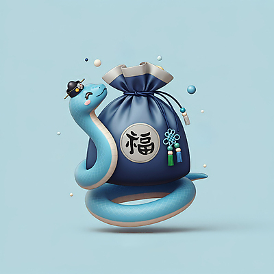 JPG 편집이미지 모자 한국전통 전통 새해 복주머니 선물 미소 사람없음 파란색 3D 귀여움 뱀띠 뱀 행운 한복 청사 2025년 을사년 편집3D 푸른뱀 AI컴퓨터그래픽 AI콘텐츠 잡화 컬러 컨셉 파충류 전통소품 한국 표정 십이지신 전통의상 연도 디지털합성 파일형식