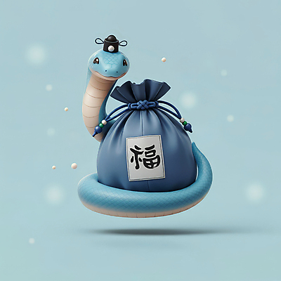 JPG 편집이미지 모자 한국전통 전통 새해 복주머니 선물 미소 사람없음 파란색 3D 귀여움 뱀띠 뱀 행운 한복 청사 2025년 을사년 편집3D 푸른뱀 AI컴퓨터그래픽 AI콘텐츠 잡화 컬러 컨셉 파충류 전통소품 한국 표정 십이지신 전통의상 연도 디지털합성 파일형식