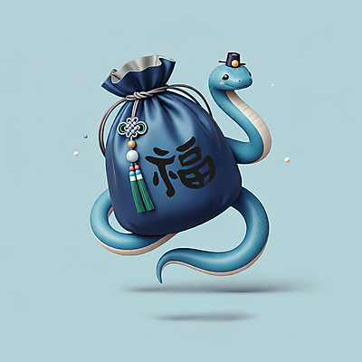 JPG 편집이미지 모자 한국전통 전통 새해 복주머니 선물 미소 사람없음 파란색 3D 귀여움 뱀띠 뱀 행운 한복 청사 2025년 을사년 편집3D 푸른뱀 AI컴퓨터그래픽 AI콘텐츠 잡화 컬러 컨셉 파충류 전통소품 한국 표정 십이지신 전통의상 연도 디지털합성 파일형식