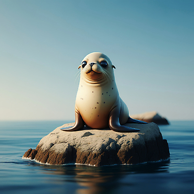 JPG 편집이미지 바다 자연 사람없음 파란색 귀여움 바위 바다사자 편집3D 강치 AI컴퓨터그래픽 AI콘텐츠 동물 컬러 컨셉 포유류 3D 바다동물 돌_바위 생태계 파일형식