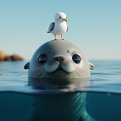 JPG 편집이미지 바다 자연 사람없음 파란색 귀여움 바다사자 편집3D 강치 AI컴퓨터그래픽 AI콘텐츠 동물 컬러 컨셉 포유류 3D 바다동물 생태계 파일형식