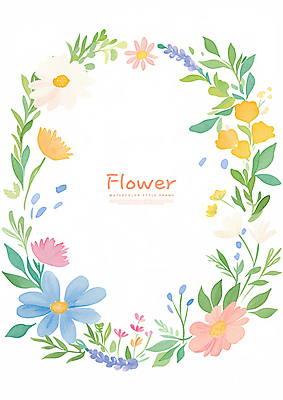 PSD 식물 꽃 잎 꽃백그라운드 일러스트 수채화 프레임 사람없음 장식 컬러풀 화환 국내일러스트 컬러 백그라운드 파일형식