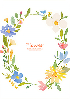 PSD 식물 꽃 잎 꽃백그라운드 일러스트 수채화 프레임 사람없음 장식 컬러풀 화환 국내일러스트 컬러 백그라운드 파일형식