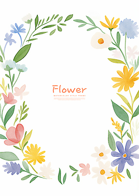PSD 식물 꽃 잎 꽃백그라운드 일러스트 수채화 프레임 사람없음 장식 컬러풀 화환 국내일러스트 컬러 백그라운드 파일형식