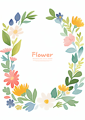 PSD 식물 꽃 잎 꽃백그라운드 일러스트 수채화 프레임 사람없음 장식 컬러풀 화환 국내일러스트 컬러 백그라운드 파일형식