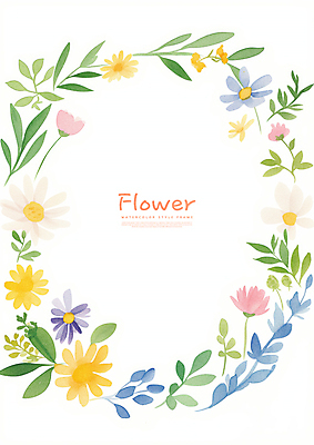 PSD 식물 꽃 잎 꽃백그라운드 일러스트 수채화 프레임 사람없음 장식 컬러풀 화환 국내일러스트 컬러 백그라운드 파일형식