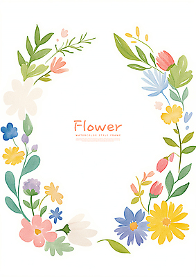 PSD 식물 꽃 잎 꽃백그라운드 일러스트 수채화 프레임 사람없음 장식 컬러풀 화환 국내일러스트 컬러 백그라운드 파일형식