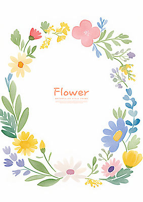 PSD 식물 꽃 잎 꽃백그라운드 일러스트 수채화 프레임 사람없음 장식 컬러풀 화환 국내일러스트 컬러 백그라운드 파일형식