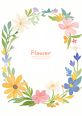 PSD 식물 꽃 잎 꽃백그라운드 일러스트 수채화 프레임 사람없음 장식 컬러풀 화환 국내일러스트 컬러 백그라운드 파일형식