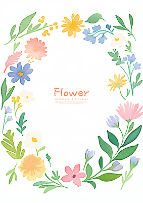 PSD 식물 꽃 잎 꽃백그라운드 일러스트 수채화 프레임 사람없음 장식 컬러풀 화환 국내일러스트 컬러 백그라운드 파일형식