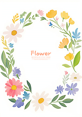 PSD 식물 꽃 잎 꽃백그라운드 일러스트 수채화 프레임 사람없음 장식 컬러풀 화환 국내일러스트 컬러 백그라운드 파일형식