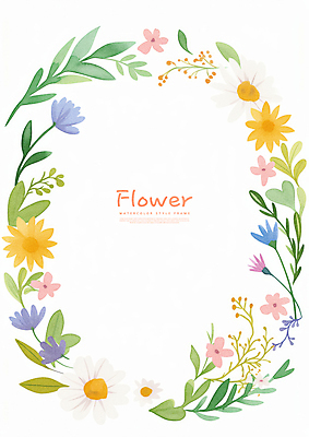 PSD 식물 꽃 잎 꽃백그라운드 일러스트 수채화 프레임 사람없음 장식 컬러풀 화환 국내일러스트 컬러 백그라운드 파일형식