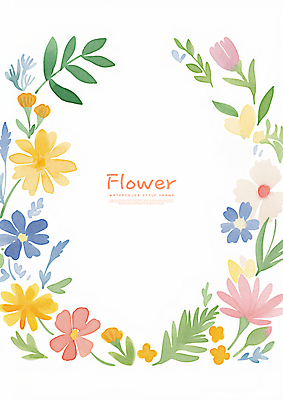 PSD 식물 꽃 잎 꽃백그라운드 일러스트 수채화 프레임 사람없음 장식 컬러풀 화환 국내일러스트 컬러 백그라운드 파일형식