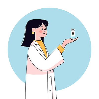 여자 일러스트 의학 건강 한명 웃음 들기 성인 치료 약 믿음 의사 의사가운 약병 처방 약사 성인여자한명만 국내일러스트 AI파일 1 감정 모션 표정 사람 의료진 가운 병_담는 여자한명만 성인여자만 파일형식 벡터