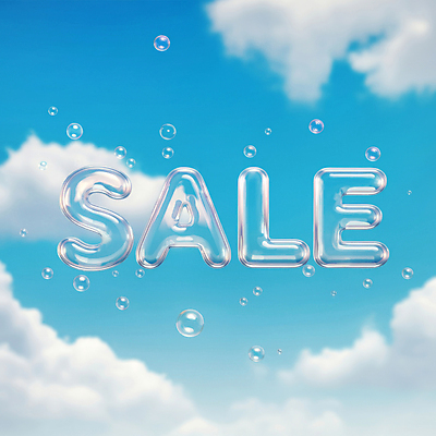 JPG 구름 편집이미지 영어 하늘 대문자 이벤트 타이포그라피 사람없음 파란색 쇼핑 3D 세일 비눗방울 입체 디지털합성 마케팅 제안 편집3D AI컴퓨터그래픽 AI콘텐츠 자연요소 문자 컬러 파일형식