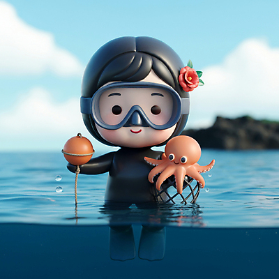 JPG 편집이미지 한국전통 여자 파도 바다 한명 들기 성인 앞모습 파란색 제주도 3D 검은색 오리발 입체 디지털합성 문어 동백 해녀 제주도여행 해녀도구 해녀복장 현무암 성인여자한명만 편집3D AI컴퓨터그래픽 AI콘텐츠 직업 1 전통 옷 꽃 뷰포인트 컬러 여행 모션 연체동물 한국 사람 수중동물 도구 화산암 여자한명만 성인여자만 파일형식