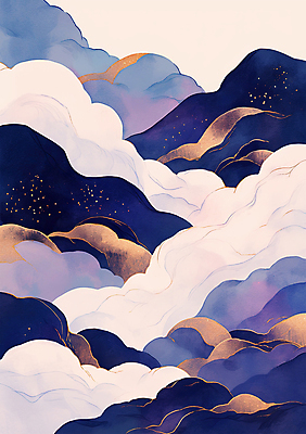 PSD 구름 곡선 일러스트 자연 산 풍경 사람없음 평화 보라색 고요 금색 언덕 국내일러스트 자연요소 선 컬러 컨셉 생태계 파일형식