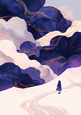 전신 PSD 구름 여자 어린이 곡선 일러스트 자연 산 한명 서기 풍경 소녀 평화 보라색 고요 금색 언덕 소녀한명만 국내일러스트 자연요소 1 선 컬러 컨셉 모션 사람 생태계 여자한명만 소녀만 파일형식