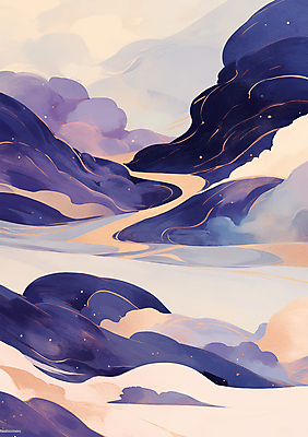 PSD 구름 곡선 일러스트 자연 산 풍경 사람없음 평화 보라색 고요 금색 언덕 국내일러스트 자연요소 선 컬러 컨셉 생태계 파일형식