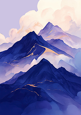 PSD 구름 곡선 일러스트 자연 산 풍경 사람없음 평화 보라색 고요 금색 언덕 국내일러스트 자연요소 선 컬러 컨셉 생태계 파일형식