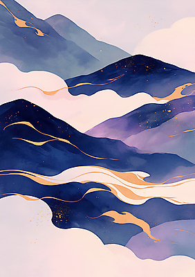 PSD 구름 곡선 일러스트 자연 산 풍경 사람없음 평화 보라색 고요 금색 언덕 국내일러스트 자연요소 선 컬러 컨셉 생태계 파일형식