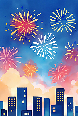 JPG 배너 포스터 별 야경 일러스트 밤하늘 하늘 폭죽 불꽃놀이 사람없음 건물 라이프 빨간색 여름 파란색 노란색 가을풍경 축제 여름풍경 가을 도시 스카이라인 국내일러스트 AI일러스트 AI콘텐츠 자연요소 건축물 계절 컬러 놀이 풍경 생활 야간 파일형식 가을_계절 여름_계절 풍경_경치