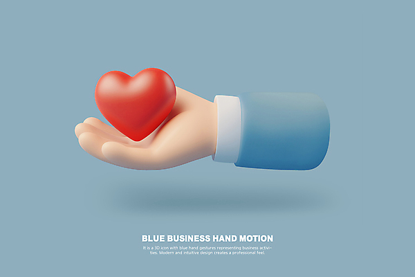 PSD 편집이미지 손 하늘색 비즈니스 모션 들기 손짓 신체부위 3D 하트 편집3D 모양 사람 파란색 디지털합성 파일형식