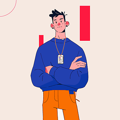 전신 남자 신발 일러스트 목걸이 한명 성인 팔짱 심플 아르바이트 사원증 베이지색 성인남자한명만 일러캐릭터 AI파일 캐릭터 1 컬러 비즈니스 장신구 모션 사람 남자한명만 성인남자만 파일형식 벡터