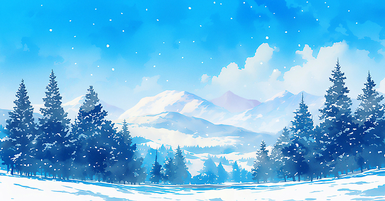 JPG 나무 구름 배너 설경 겨울 일러스트 자연 하늘 풍경 사람없음 파란색 추위 눈 숲 설산 국내일러스트 AI일러스트 AI콘텐츠 자연요소 식물 계절 컬러 날씨 산 생태계 파일형식