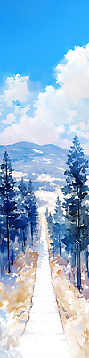 JPG 나무 구름 배너 설경 겨울 일러스트 자연 하늘 풍경 사람없음 파란색 걷기 추위 눈 보행로 숲 데크 설산 국내일러스트 AI일러스트 AI콘텐츠 자연요소 식물 계절 길 컬러 모션 날씨 산 생태계 파일형식